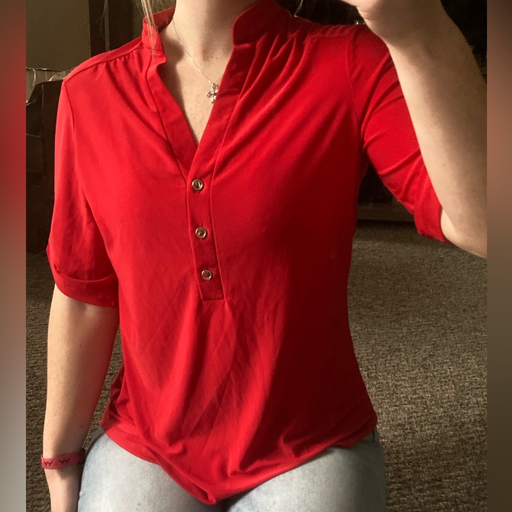 Business Casual Red Blouse